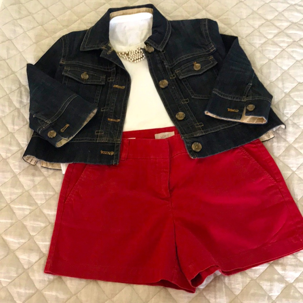Loft red chino shorts